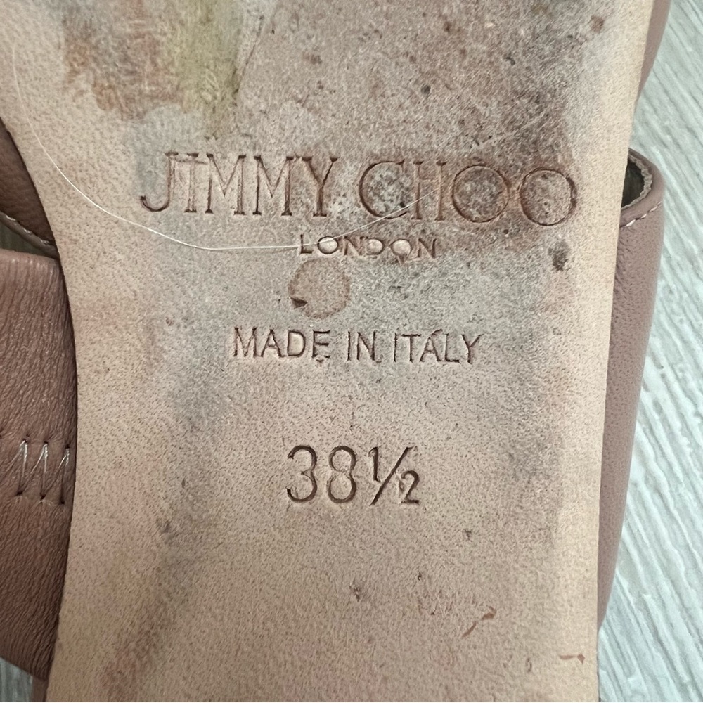 Jimmy Choo Blush Pink Pearl-Embellished Pointed Toe Flats - Picture 11 of 13